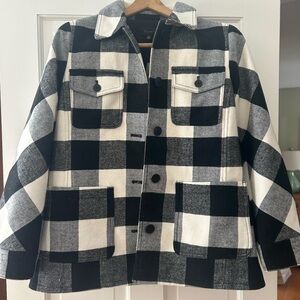 Talbots Wool Monochrome Checkered Utility Jacket- New With Tags-size M